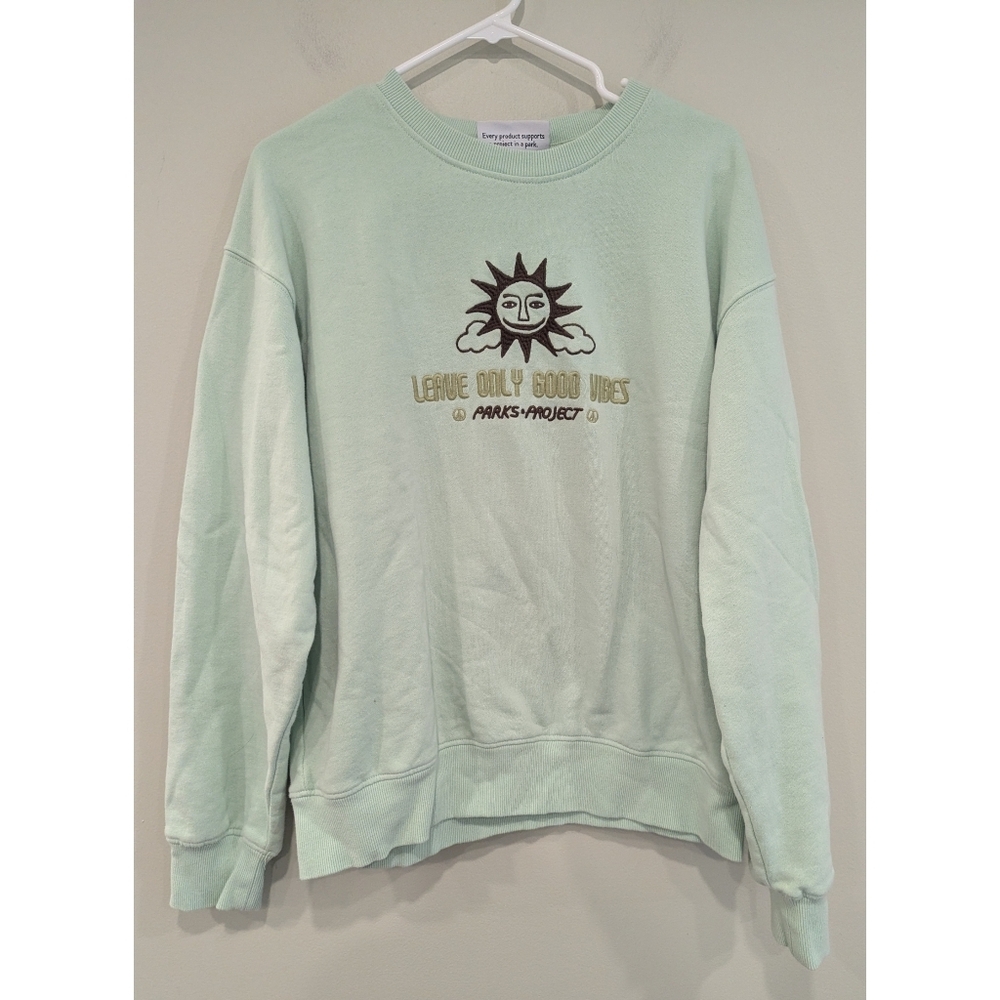 Parks Project Green Leave Only Good Vibes Sweatshirt Size Large